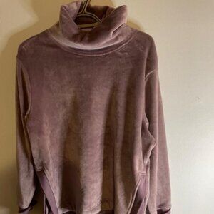 Le Verde Soft Velour Sweater with Side Slits – Mauve Pink - Large